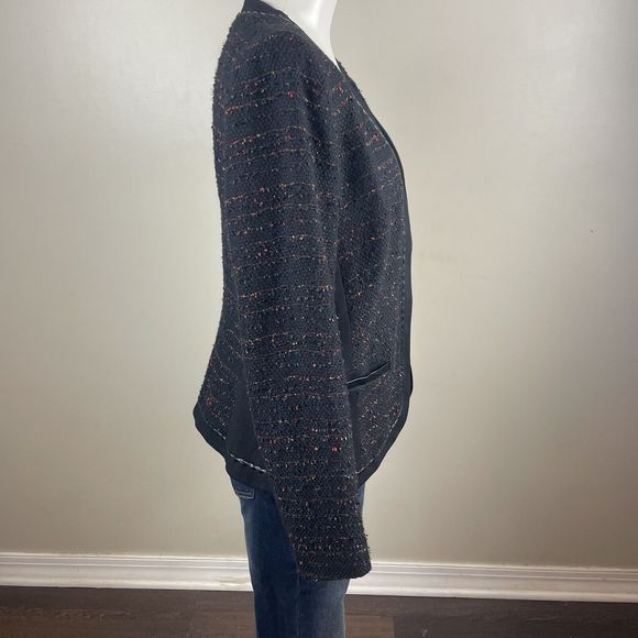 Lafayette 148 New York Black Textured Tweed Snap Up Blazer Jacket 10 Classic - Picture 5 of 10